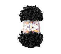 Alize Puffy Fine Baby-Deckengarn, 100 % Mikropolyester, weiche Wolle, je Knäuel, 100 g, 14,5 m, 3 Knäuel, 1060 Schwarz