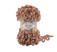 Alize Puffy Fine Baby-Deckengarn, 100 % Mikropolyester, weiche Wolle, je Knäuel, 100 g, 14,5 m, 3 Knäuel / Knäuel, 261 Braun