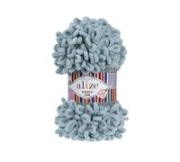 Alize Puffy Fine Baby-Deckengarn, 100 % Mikropolyester, weiche Wolle, je Knäuel 100 g, 14,5 m, Azurblau