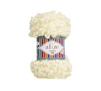Alize Puffy Fine Baby-Deckengarn, 100 % Mikropolyester, weiche Wolle, je Knäuel 100 g, 14,5 m, cremefarben, 3 Knäuel