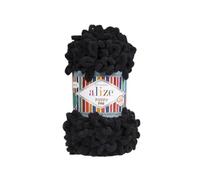 Alize Puffy Fine Baby-Deckengarn, 100 % Mikropolyester, weiche Wolle, je Knäuel, 100 g, 14,5 m, Schwarz, 3 Knäuel