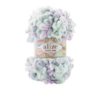 100g Strickgarn ALIZE Puffy Fine Color, Fingerstrick Fingerstrick-Wolle ohne Nadel, Farbe:6466 mehrfarbig