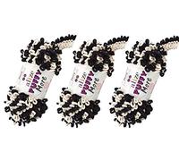 Alize Puffy Loop-Garn, 450 g, 38 m, 100 % Mikropolyester, keine Nadeln, weiches Deckengarn, Samt, einfaches Stricken, 3 Stück