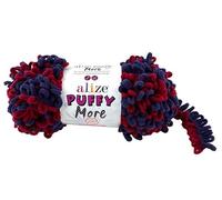 Alize Puffy More Fingerstrickgarn, 100% Micro-Polyester, Keine Nadeln oder Haken, Schlaufengarn für Decken, Kissen, Baby-Projekte, 2 Knäuel (6268)