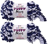 Alize Puffy More Yarn Loop Yarn Menge von 2 Strängen 300gr 23 m (insgesamt) 100% Mikropolyester Keine Nadeln Keine Haken Weiches Garn - 6279