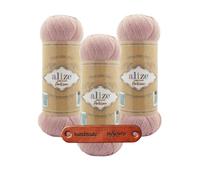 ALIZE Superwash Artisan 161 Powder Pink Premium Wolle 3 x 100g strapazierfähige Sockenwolle mit Farbspiel für kreative Strickideen mit mySearose Label