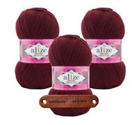 ALIZE Superwash Comfort Socks 578 bordeaux Premium Wolle 3 x 100g weiche pflegeleichte Sockenwolle für Alltags- und Wintersocken mit mySearose Label