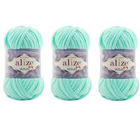 Alize Velluto Babydecke, 100 % Micropolyester, Garn, 3 Knäuel, 225 Meter, 3 x 100 g, Garngewicht: Super Bulky 6 (19 Minze)