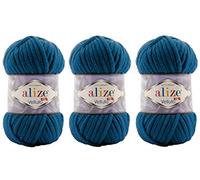Alize Velluto Babydecke, 100 % Micropolyester, Garn, 3 Stück, 225 Meter, 3 x 100 g, Super Bulky :6 (646 Mykonos Blau)