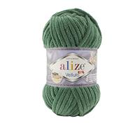 Alize Velluto Babydeckengarn, 100 % MicroPolyester, 5 Stück, 340 m, 500 g, Garngewicht: Super Bulky (Pine Green 532)
