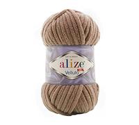 Alize Velluto Babydeckengarn, 100 % MicroPolyester, 5 Stück, 340 m, 500 g, Garngewicht: super sperrig (Braun 329)