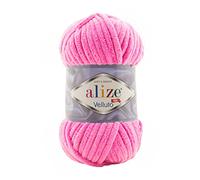 Alize Velluto Babydeckengarn, 100 % MikroPolyester, 5 Stück, 340 m, 500 g, Garngewicht: super sperrig (Candy Pink 121)