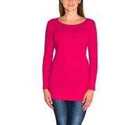 Alkato Damen Langarm Longshirt Langarmshirt Tunika Basic Shirt, Farbe: Amarant, Größe: XXL