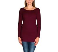 Langarmshirt ALKATO "Damenshirt Alkato Damen Langarm Longshirt Langarmshirt", Damen, Gr. XL, rot (weinrot), Obermaterial: 92% Baumwolle CO. 8% Elasthan EL., Shirts Langarmshirt (54064157-XL) weinrot