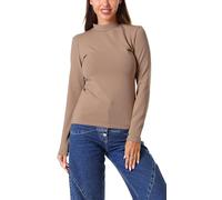 Alkato Damen Langarm Shirt mit Stehkragen, Farbe: Beige Latte, Größe: M