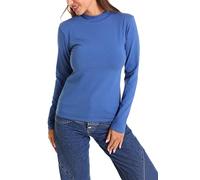 Alkato Damen Langarm Shirt mit Stehkragen, Farbe: Jeansblau, Größe: L