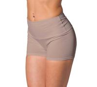 Alkato Damen Sport Shorts mit Hohem Bund Hotpants Radlerhose, Farbe: Beige Latte, Größe: 38
