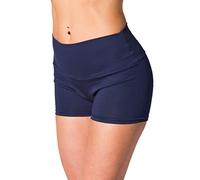 Alkato Damen Sport Shorts mit Hohem Bund Hotpants Radlerhose, Farbe: Dunkelblau, Größe: 38