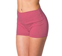 Alkato Damen Sport Shorts mit Hohem Bund Hotpants Radlerhose, Farbe: Dunkelrosa, Größe: 38