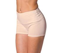 Alkato Damen Sport Shorts mit Hohem Bund Hotpants Radlerhose, Farbe: Hellbeige, Größe: 38