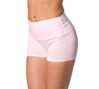Alkato Damen Sport Shorts mit Hohem Bund Hotpants Radlerhose, Farbe: Hellrosa, Größe: 38