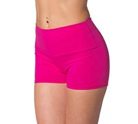 Alkato Damen Sport Shorts mit Hohem Bund Hotpants Radlerhose, Farbe: Pink, Größe: 38