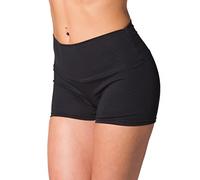 Alkato Damen Sport Shorts mit Hohem Bund Hotpants Radlerhose, Farbe: Schwarz, Größe: 42