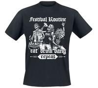 Alkohol & Party Festival Routine T-Shirt schwarz in XXL