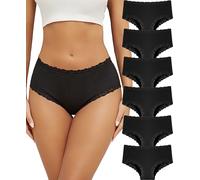 ALL OF ME 6er Pack Unterhosen Damen Schwarz Baumwolle Brazilian Slip Damen Unterwäsche Frauen Spitzen Pantys Mittel Hohe Taille Unterwäsche für Frau Weiche und Bequem Mehrpack S-XXL