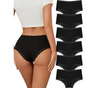 ALL OF ME 6er Pack Unterwäsche Frauen Baumwoll Unterwäsche Damen Brazilian Slip Spitze Schwarz Periodenunterschwäsche Essentials Damen Meine Bestellungen Geschenk Freundin Boho Kleidung M