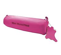 all4myoffice Schlamperrolle, Federmäppchen Leder inkl. Laser-Gravur (Rosa)