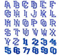 Allazone Patches zum Aufbügeln, Buchstaben und Zahlen Flicken zum Aufbügeln, A-Z und 0 to 9 Flicken Patches für Hut Jeans Kleidung Rucksäcke DIY-Zubehör, Blau