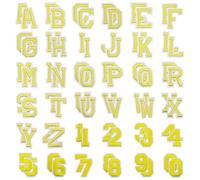 Allazone Patches zum Aufbügeln, Buchstaben und Zahlen Flicken zum Aufbügeln, A-Z und 0 to 9 Flicken Patches für Hut Jeans Kleidung Rucksäcke DIY-Zubehör, Gelb