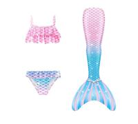 Allbestop 3 Stück Mädchen Bikini Sets Schwimmanzug Badekleider Mädchen Bikini Top+ Shorts + Slips Badeanzug Feen Kostüm Kinder Bustier Oberteil Tankini Mit Rock Tauchanzug Madchen 120