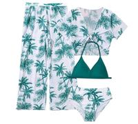 Allbestop Bikinis Für Mädchen,Strandkleid Mädchen Badeanzug Mit Rock Kostüm Unterwasserwelt Kinder 3 Teiliges Badeanzüge Tankini Set Strandkleid Badehose 7-8 Jahre