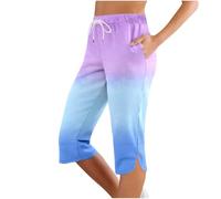 Allbestop Damen Sommer Caprihose Jogginghose Hosen Damen Elegant Sommer Freizeithose Sweathose Capri-Leggings Sporthose Sweathose Für Frauen Jogginghose Große Größen Homewear S