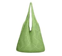 Allbestop Strandtasche Damen Sommer Boho, Gehäkeltes Netzgewebe Sommer Urlaub Strandtasche Netztasche Umhängetasche Shopper Tasche Tote Bag Ästhetische Boho-Stricktasche Für Frauen Strandbeutel