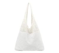 Allbestop Strandtasche Einfarbig, Beige Tote Bag Damen Damen-Strick Häkeltasche Handtasche Sommer Shopper Tasche Tote Bag Flechttasche Für Reisen Einkaufen Und Urlaub