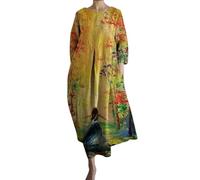 alle Meine bestellungen anzeigen Kleid Damen Langarm Sommer Kleider Lang Freizeit Lose Sommerkleid Boho Maxikleid Elegant Drucken Rundhals Strandkleid mit Taschen maxikleid Damen Sommer Boho