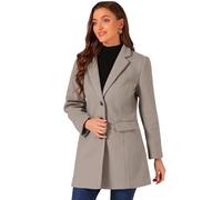 Allegra K Cabanjacke für Damen, einreihiger, langer Wintermantel, Dark Tan, L