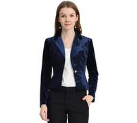 Allegra K Damen 1 Knopf Samt Blazer Revers Business Büro Crop Anzug Jacke, königsblau, Small