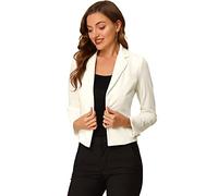 Allegra K Damen 1 Knopf Samt Blazer Revers Business Büro Weihnachten Crop Suit Jacke, Elfenbein, Weiß, L