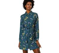 Allegra K Damen A Linie Bindegürtel Polka Dots Blumen Minikleid Kleid Teal Blau L