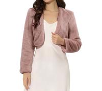 Allegra K Damen Abendkleid, Brautkleid, flauschig, formell, Kunstfell, Bolerojacke, rosa - dusty pink, Klein