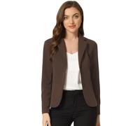 Allegra K Damen-Blazer für Arbeit, Büro, mit Stretch, Reverskragen und Langen Ärmeln, Anzugblazer, Kaffee, S