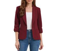 Allegra K Damen Blazer mit Raffung 3/4 Arm Business Casual Sakko