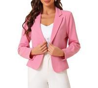Allegra K Damen Blazer Vorne Offen Lange Ärmel Business Cardigan Elegant Lässige Crop Anzugjacke Dunkelpink XS