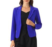 Allegra K Damen Blazer Vorne Offen Lange Ärmel Business Cardigan Elegant Lässige Crop Anzugjacke Königsblau XS