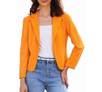 Allegra K Damen Blazer Vorne Offen Lange Ärmel Business Cardigan Elegant Lässige Crop Anzugjacke Orange XL