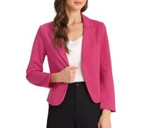 Allegra K Damen Blazer Vorne Offen Lange Ärmel Business Cardigan Elegant Lässige Crop Anzugjacke Pink S